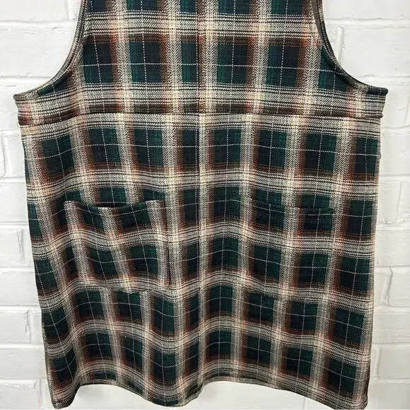 SO Plaid Knit Button Pinafore Dress Size M - Picture 8 of 9